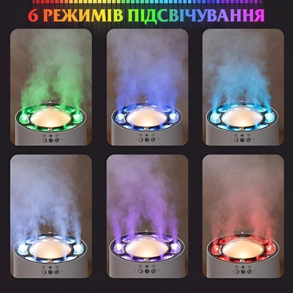Зволожувач повітря з RGB-підсвічуванням і синхронізацією з музикою 800 мл, білий HPKP6262 фото