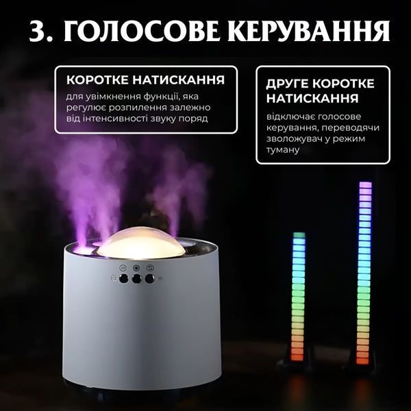 Зволожувач повітря з RGB-підсвічуванням і синхронізацією з музикою 800 мл, білий HPKP6262 фото