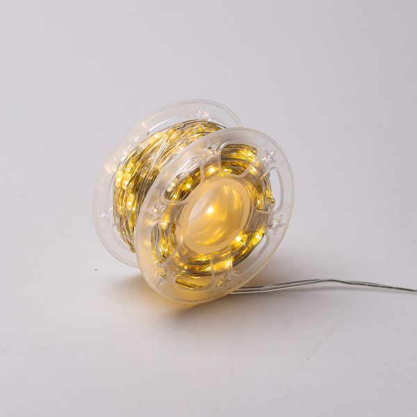 Гірлянда Роса нитка 500 LED довжина 50 м з пультом від мережі Прозорий Дріт, Жовтий 500L50MW фото