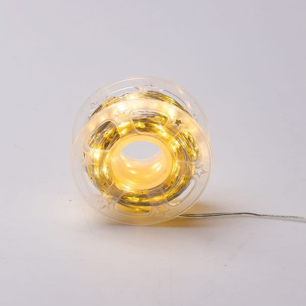 Гірлянда Роса нитка 500 LED довжина 50 м з пультом від мережі Прозорий Дріт, Жовтий 500L50MW фото