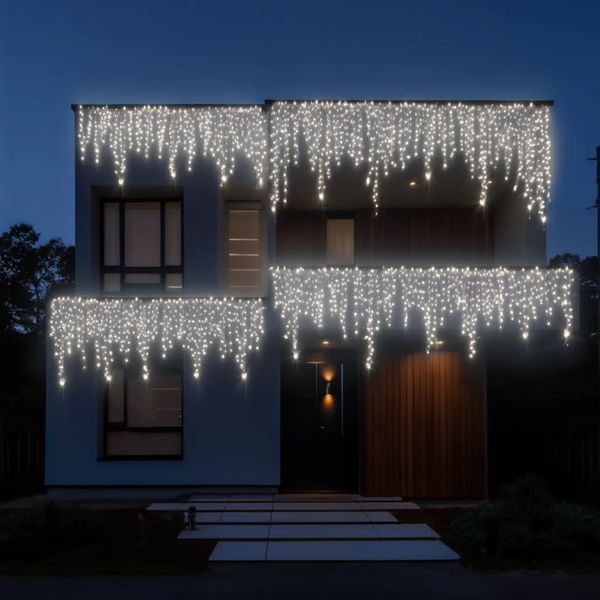 Гирлянда Бахрома уличная 335 LED 20 м от сети белый провод, белый (холодный белый) 20МW фото