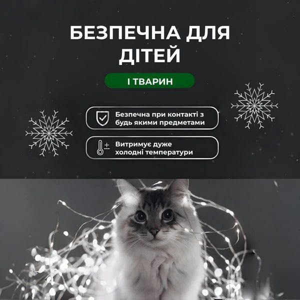 Гірлянда Роса нитка 2000 LED довжина 200 м з пультом від мережі Прозорий Дріт, Білий 2000L200MW фото