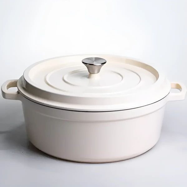 Кокотниця чавунна емальована 7,5 л, бежевий HP-FLG-7 WHITE фото
