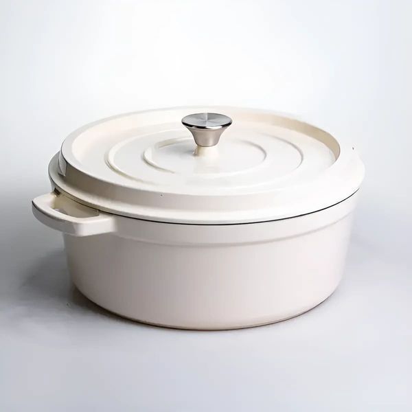 Кокотниця чавунна емальована 7,5 л, бежевий HP-FLG-7 WHITE фото