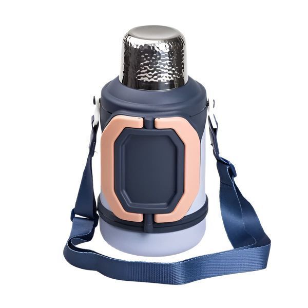 Термос походный Vacuum Cup 1,5 л с флип крышкой и складными ручками, темно-синий HP-14-21BL фото