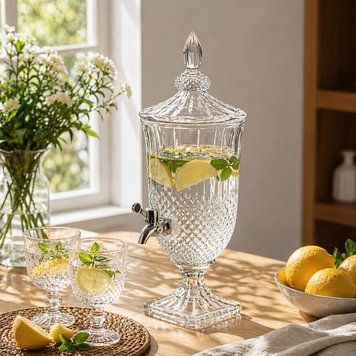 Диспенсер для напитков объёмом 3 л с краном (лимонадница Ocean Crystal, стекло), прозрачный  HP-19-299 фото