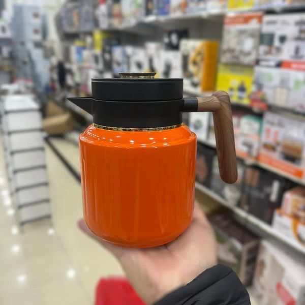 Чайник-термос 1 л с заварником и датчиком температуры, оранжевый HP-14-51O фото