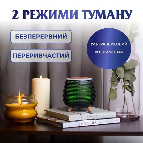 Зволожувач повітря аромадифузор з підсвічуванням 140 мл, чорний HPKP6049B фото