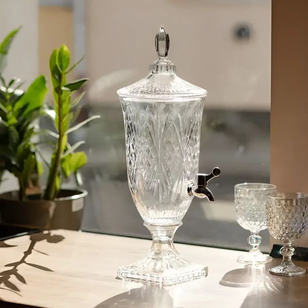 Диспенсер для напитков 2 л с краном (лимонадница Classic Crystal, стекло), прозрачный HP-19-295 фото
