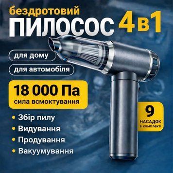 Бездротовий пилосос 4 в 1 акумуляторний 6000 мАг, чорний HP-11-6703BB фото