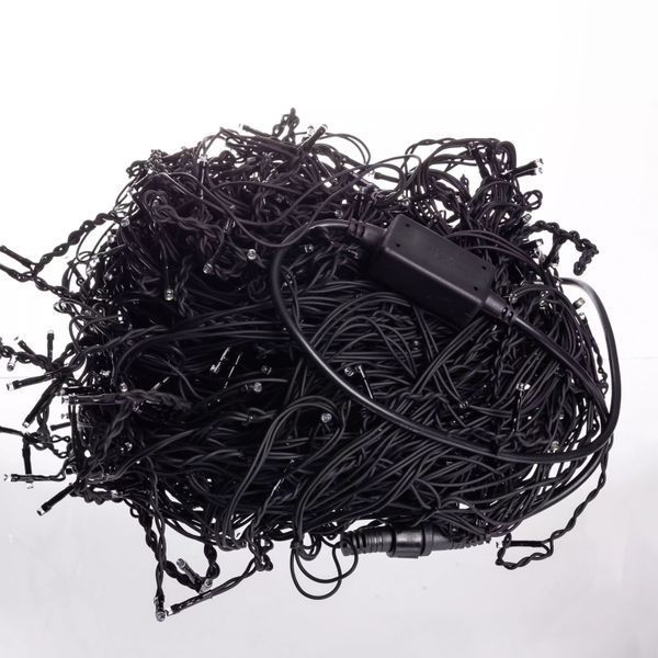 Гирлянда Бахрома уличная 840 LED 50 м от сети черный провод, желтый (теплый белый)  50MB фото