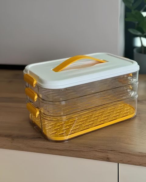 Контейнер для хранения и заморозки продуктов трехъярусный 32*21*16,5 см, оранжевый HP50657 фото