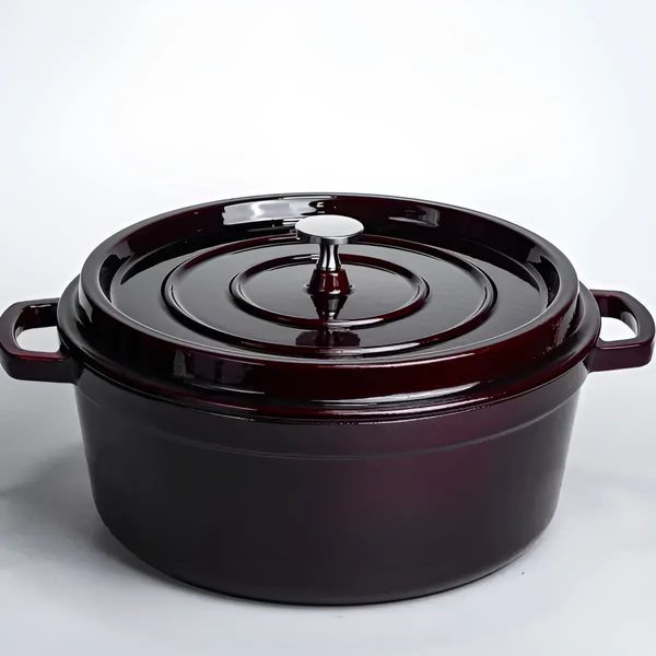 Кокотница чугунная эмалированная 6 л, бургунди HP-FLG-13 burgundy фото