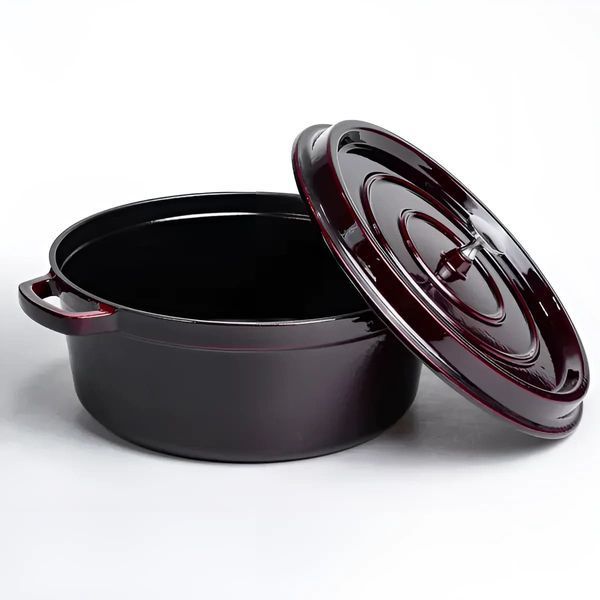 Кокотница чугунная эмалированная 6 л, бургунди HP-FLG-13 burgundy фото