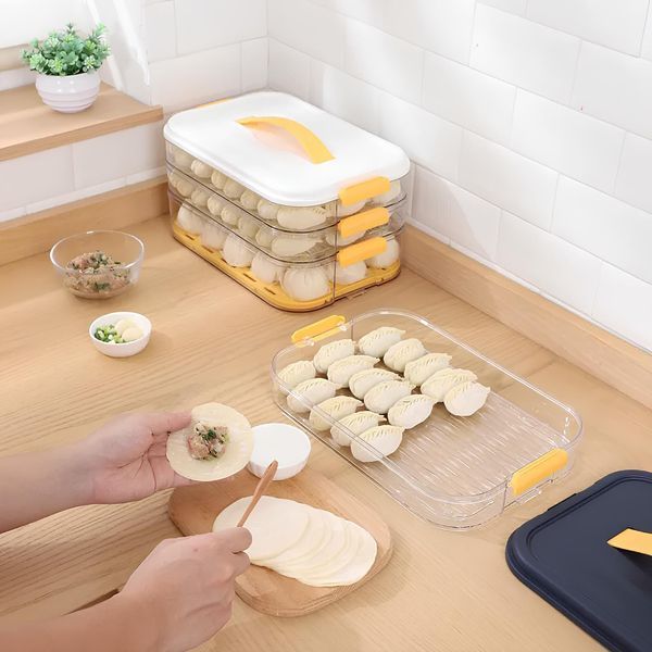 Контейнер для хранения и заморозки продуктов трехъярусный 32*21*16,5 см, оранжевый HP50657 фото