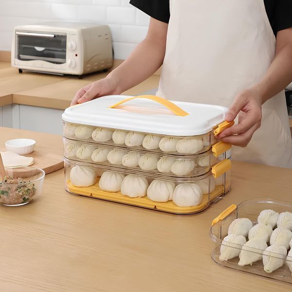 Контейнер для хранения и заморозки продуктов трехъярусный 32*21*16,5 см, оранжевый HP50657 фото
