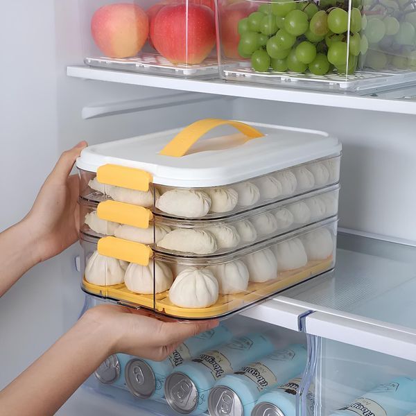 Контейнер для хранения и заморозки продуктов трехъярусный 32*21*16,5 см, оранжевый HP50657 фото